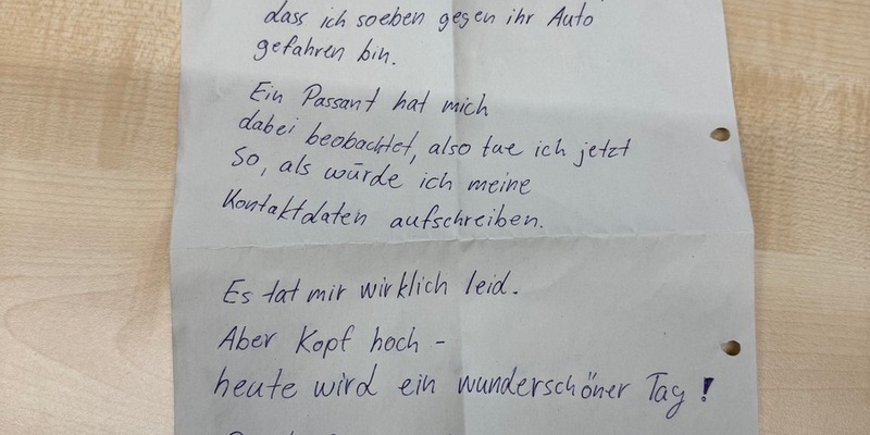 POL-EN: Herdecke: Zeugenaufruf - Verursacher hinterlässt Zettel an beschädigtem Auto - Foto: presseportal.de