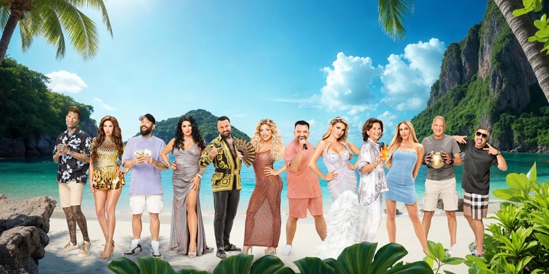Nikola Glumac Janina Youssefian Christo Iris Klein Cosimo Citilio Melody Haase Menowin Fröhlich Kim Virginia Claudia Obert Lisha Savage Eike Immel Chico Promis unter Palmen - Foto: Joyn/Michael de Boer/Tan Nian Xing, presseportal.de