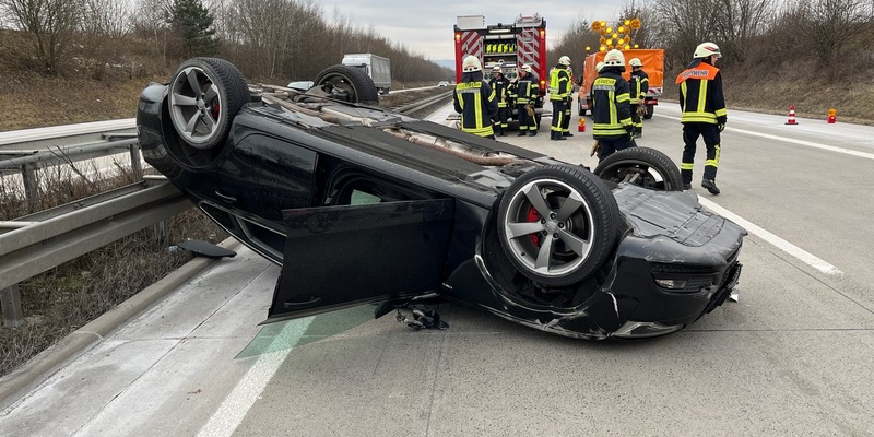 API-TH: A38 Höhe Heilbad Heiligenstadt - Pkw überschlägt sich mehrfach - Foto: presseportal.de