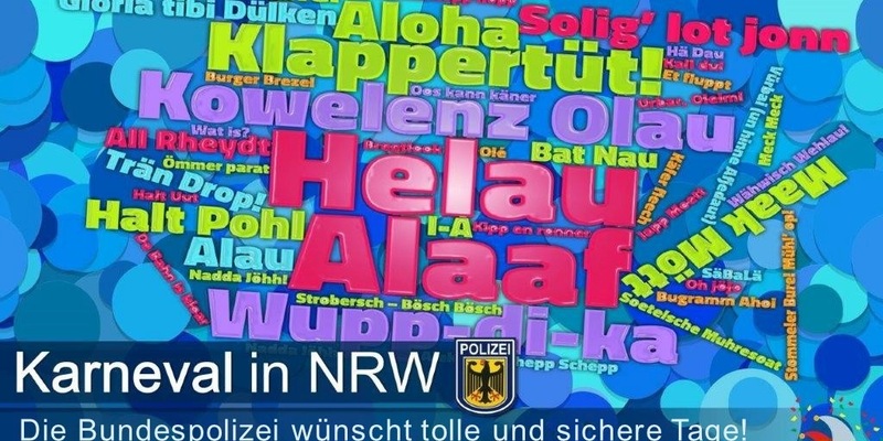 BPOL NRW: Fröhlich, bunt und vor allem sicher durch die jecken Tage Bundespolizei NRW hat gefährliche Gegenstände im Fokus/ Allgemeinverfügung zum Mitführverbot an 17 Bahnhöfen - Foto: presseportal.de