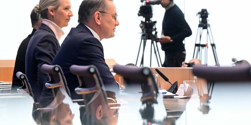 Tino Chrupalla und Alice Weidel würden gerne auch die neue AfD-Bundestagsfraktion gemeinsam als Vorsitzende leiten. - Foto: Julian Stratenschulte/dpa