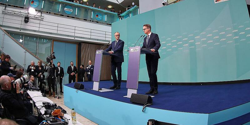 Friedrich Merz und Carsten Linnemann am 24.02.2025 - Foto: über dts Nachrichtenagentur