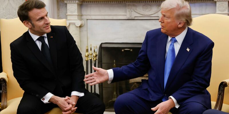 US-Präsident Donald Trump hat seinen französischen Amtskollegen Emmanuel Macron in Washington empfangen. - Foto: Ludovic Marin/POOL AFP/AP/dpa