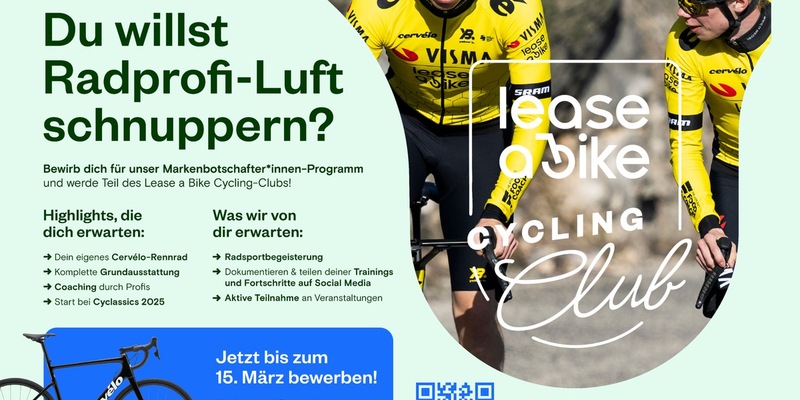Radprofi-Luft schnuppern: Lease a Bike startet gemeinsam mit Team Visma I Lease a Bike das Programm Lease a Bike Cycling Club und macht Radsportbegeisterte zu Markenbotschafter*innen - Foto: presseportal.de