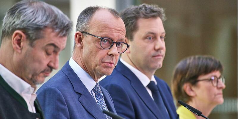 Markus Söder, Friedrich Merz, Lars Klingbeil, Saskia Esken am 08.03.2025 - Foto: über dts Nachrichtenagentur