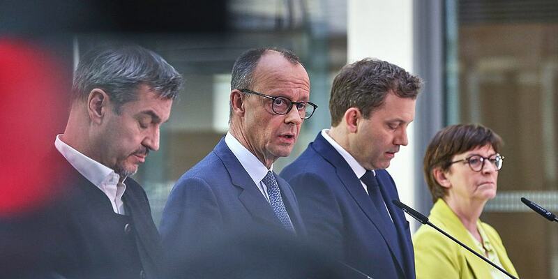 Markus Söder, Friedrich Merz, Lars Klingbeil, Saskia Esken am 08.03.2025 - Foto: über dts Nachrichtenagentur