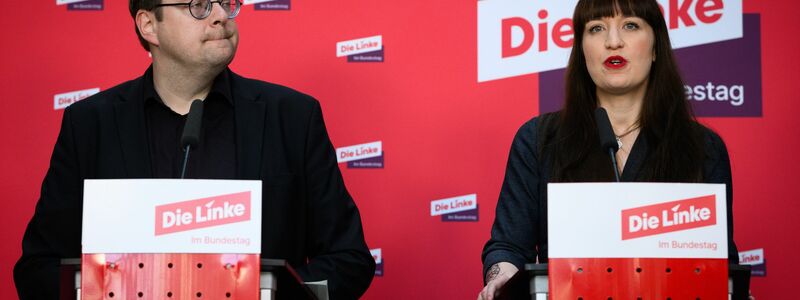 Sören Pellmann und Heidi Reichinnek kündigen einen Eilantrag vor dem Bundesverfassungsgericht an. - Foto: Bernd von Jutrczenka/dpa