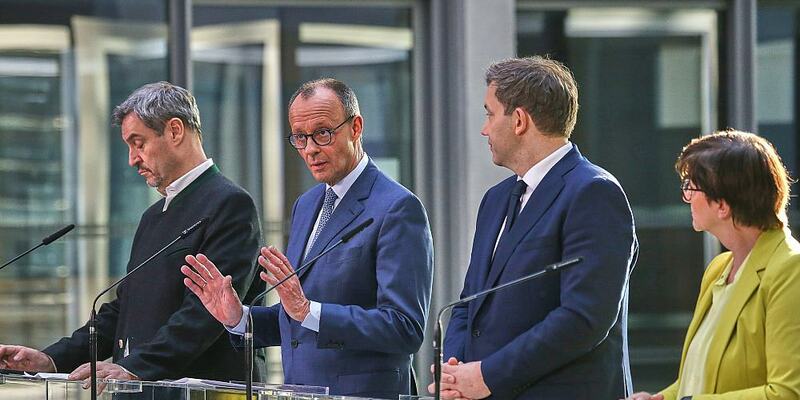 Markus Söder, Friedrich Merz, Lars Klingbeil, Saskia Esken am 08.03.2025 - Foto: über dts Nachrichtenagentur