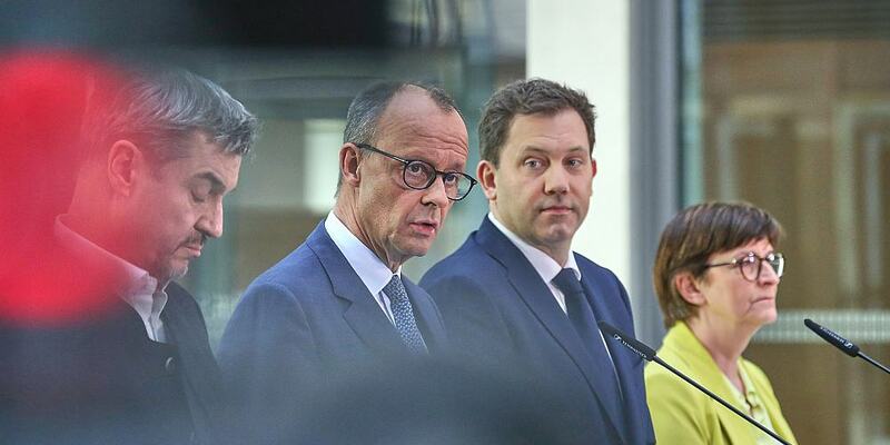 Markus Söder, Friedrich Merz, Lars Klingbeil, Saskia Esken am 08.03.2025 - Foto: über dts Nachrichtenagentur
