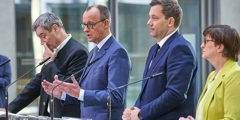 Markus Söder, Friedrich Merz, Lars Klingbeil, Saskia Esken (Archiv) - Foto: über dts Nachrichtenagentur