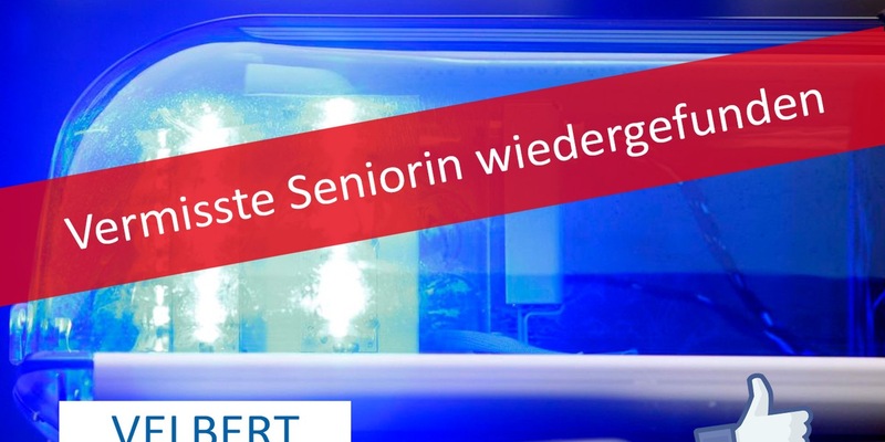 POL-ME: Vermisste Seniorin wohlbehalten angetroffen - 2503088 - Foto: presseportal.de