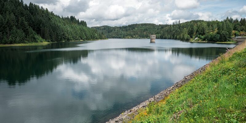 Erholungsort und wichtige Trinkwasserquelle der Region: die Talsperre Mauthaus in Oberfranken. - Foto: Daniel Vogl/dpa