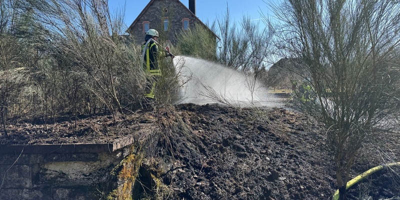 FW VG Westerburg: Vegetationsbrand breitete sich rasant aus - Feuerwehreinsatz im Gleisbereich - Foto: presseportal.de