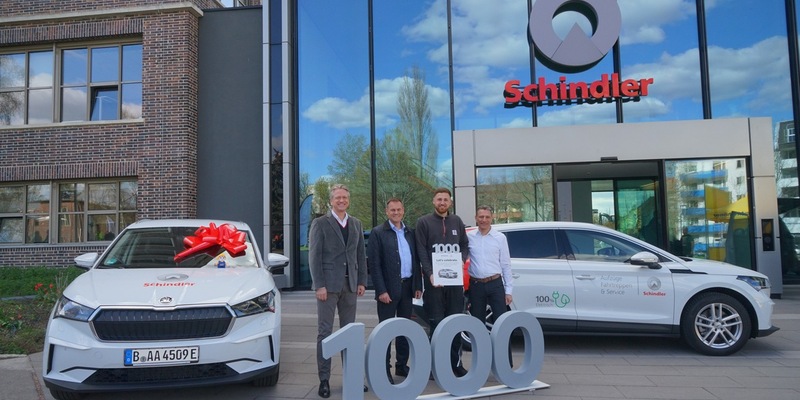 Škoda übergibt den 1.000sten elektrischen Enyaq an Firmenwagenflotte von Schindler Deutschland - Foto: presseportal.de