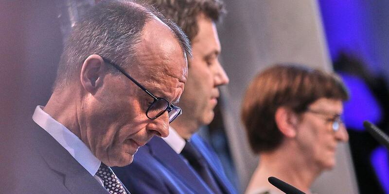 Merz, Klingbeil, Esken am 09.04.2025 - Foto: über dts Nachrichtenagentur