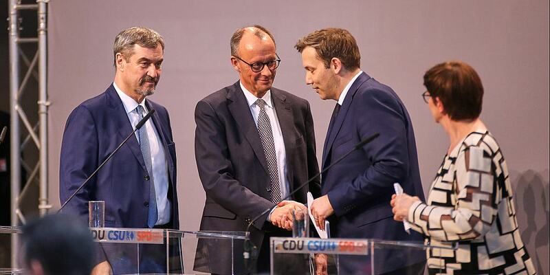 Söder, Merz, Klingbeil, Esken am 09.04.2025 - Foto: über dts Nachrichtenagentur