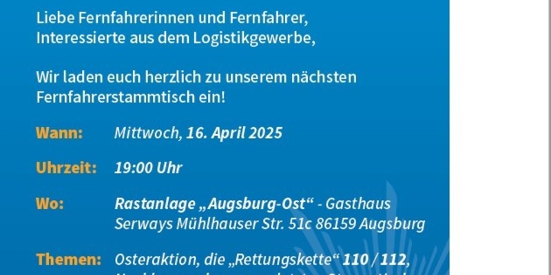 POL Schwaben Nord: Fernfahrerstammtisch am 16.04.2025 - Foto: presseportal.de