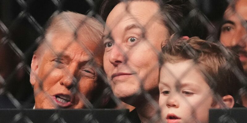 Trump war nicht nur in Begleitung von Musk, sondern auch von Kabinettsmitgliedern und führenden republikanischen Politikern - Foto: Lynne Sladky/AP/dpa