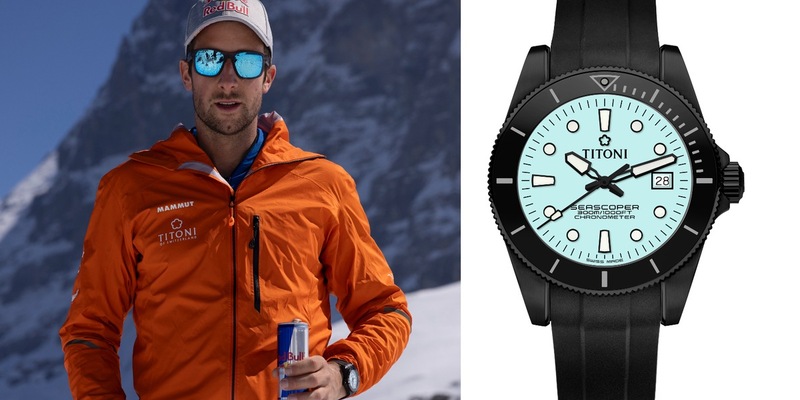 Neuer Schweizer Rekord im Speedclimbing / Mit der Titoni Seascoper 300 Ice Blue Limited Edition - Foto: presseportal.de