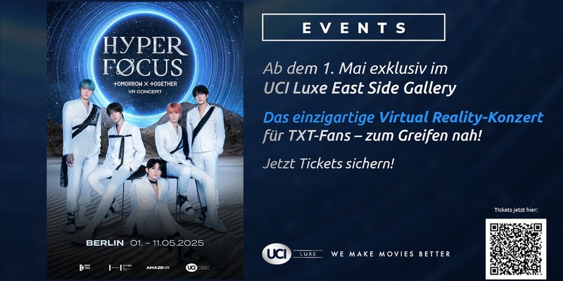 Exklusive Chance für Fans: UCI zeigt einziges Virtual Reality Konzert der Gen Z-Ikonen TOMORROW X TOGETHER ab 1. Mai in Berlin im Kino - Foto: presseportal.de