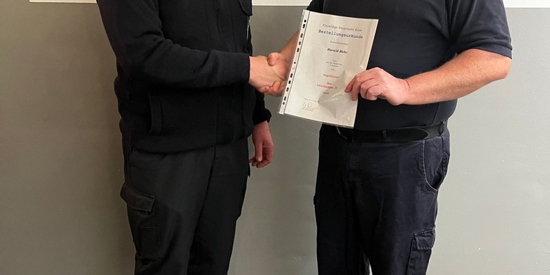 FW Ense: Anhörung zur Ernennung des Zugführers Zug II / Harald Mohr für 6 Jahre ernannt - Foto: presseportal.de