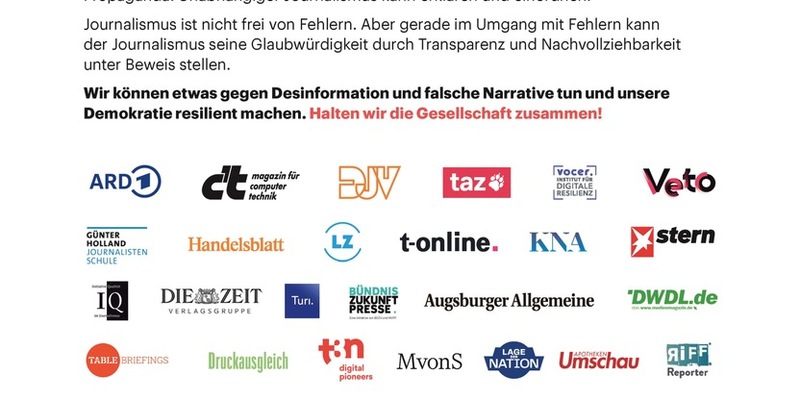 Tag der Pressefreiheit: Mehr als 45 Medienhäuser und Journalismus-Organisationen setzen ein Zeichen für die Demokratie - Foto: presseportal.de