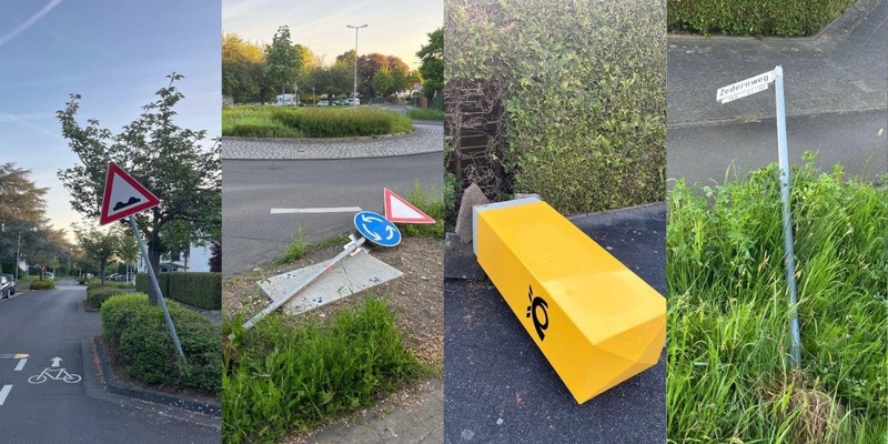 POL-SU: Kreisverkehrsfläche verwüstet - Verkehrsschilder beschädigt - Foto: presseportal.de