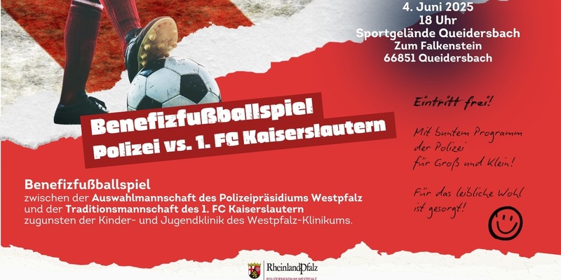 POL-PPWP: Termin vormerken: Benefizfußballspiel - Polizei-Auswahl trifft auf Traditionsmannschaft des 1. FC Kaiserslautern - Foto: presseportal.de