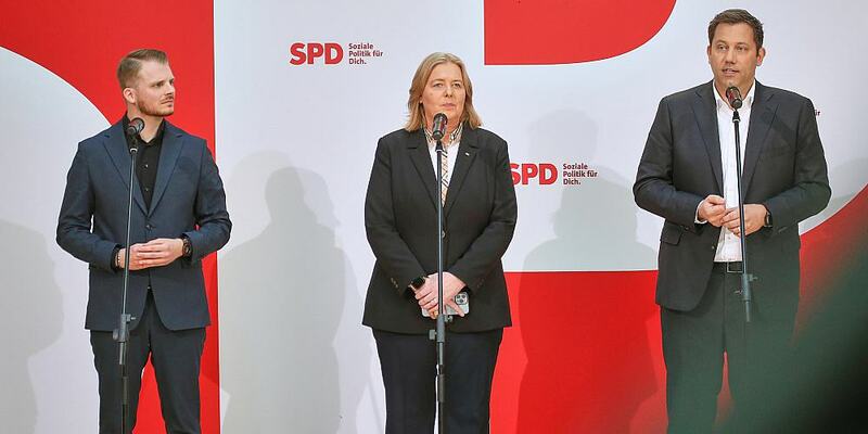 Tim Klüssendorf, Bärbel Bas, Lars Klingbeil am 12.05.2025 - Foto: über dts Nachrichtenagentur