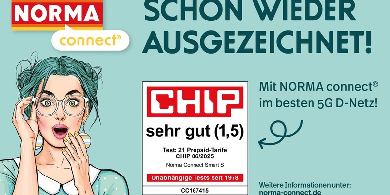 NORMA Connect überzeugt mit der Note sehr gut (1,5) im Prepaid-Tarif Smart S / Ausgezeichnete Netzqualität, Kosten und Service - Foto: presseportal.de