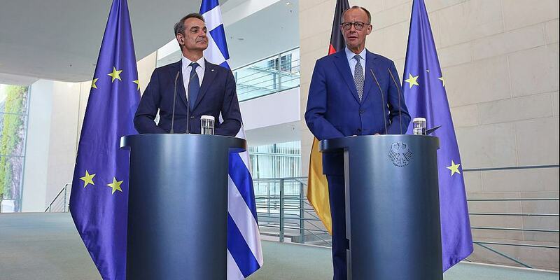 Kyriakos Mitsotakis und Friedrich Merz am 13.05.2025 - Foto: über dts Nachrichtenagentur