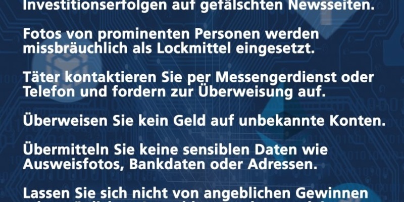 POL-EL: Emsland / Grafschaft Bentheim - Polizei warnt vor anhaltendem Betrug mit gefälschten Krypto-Anlageseiten - Foto: presseportal.de