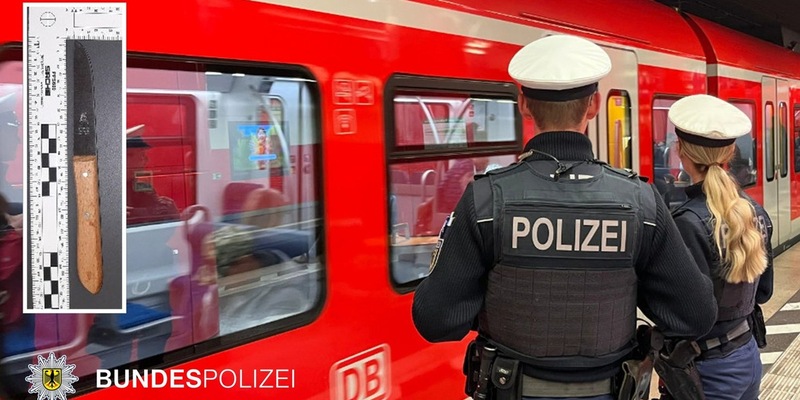 Bundespolizeidirektion München: 51-Jähriger verletzte bei Streit in der S-Bahn Unbekannten mit Küchenmesser - Bundespolizei sucht nach Geschädigten - Foto: presseportal.de