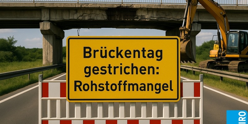 Brückentag gestrichen: Wo kein Rohstoff, da kein Bau / Versorgungsengpässe können Infrastruktur-Offensive ausbremsen - Foto: presseportal.de