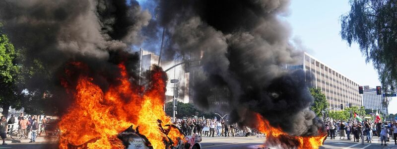 Bei den Protesten waren auch immer wieder mexikanische Flaggen zu sehen. - Foto: Jae C. Hong/AP/dpa