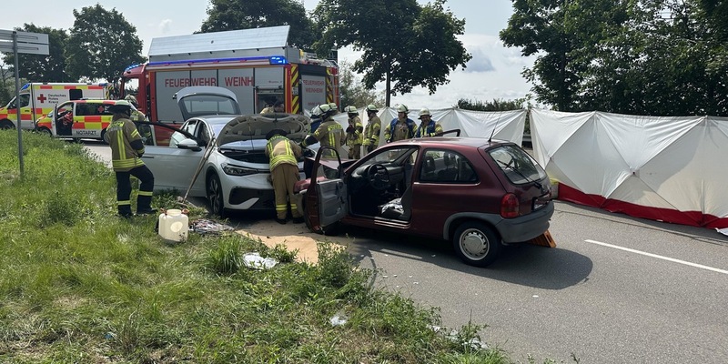 FW Weinheim: Frontalzusammenstoß auf der Zeppelinbrücke - Foto: presseportal.de