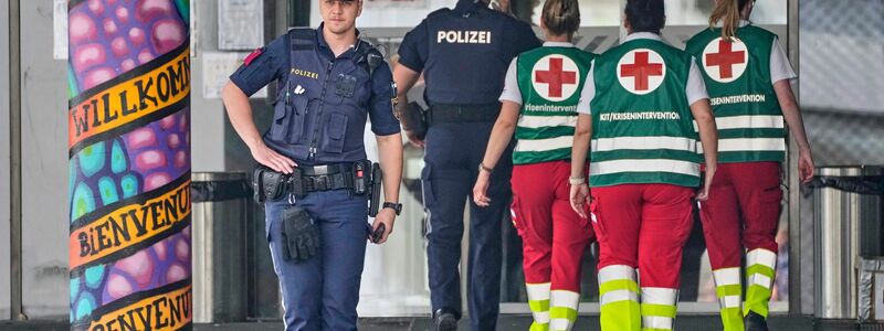 Die Polizei war auch am Tag nach der Tat an der Schule präsent. - Foto: Darko Bandic/AP/dpa