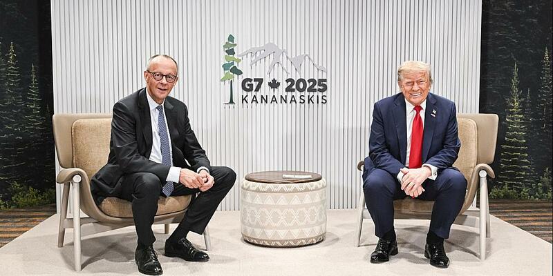 Merz trifft Trump beim G7-Gipfel in Kanada am 16.06.2025 - Foto: Bergmann, Guido/BPA,  Text: über dts Nachrichtenagentur