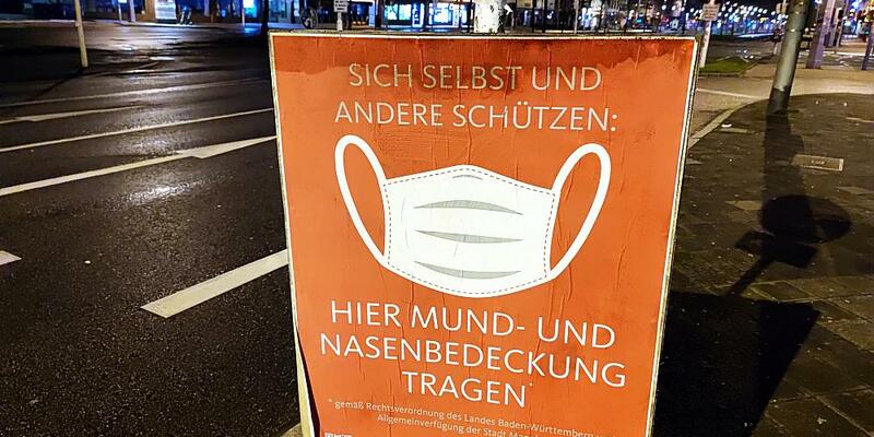 Hinweis auf Mund-Nasen-Schutz (Archiv) - Foto: über dts Nachrichtenagentur