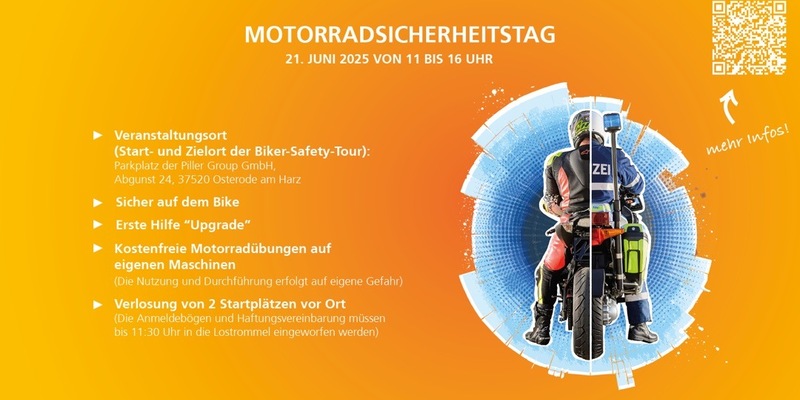POL-NOM: Gemeinsame Pressemitteilung der Polizeiinspektionen Göttingen und Northeim sowie der Polizeidirektion Göttingen anlässlich des Motorradsicherheitstages am 21. Juni 2025 in Osterode am Harz - Foto: presseportal.de