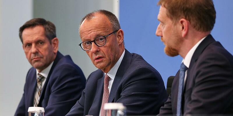 Olaf Lies, Friedrich Merz und Michael Kretschmer am 18.06.2025 - Foto: über dts Nachrichtenagentur