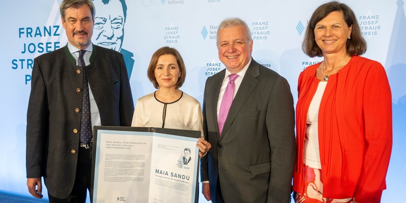 Hanns-Seidel-Stiftung verleiht FJS-Preis an Maia Sandu / Markus Ferber, MdEP: Integrität mit strategischer Weitsicht und einem klaren Bekenntnis zur europäischen Zukunft der Republik Moldau. - Foto: presseportal.de