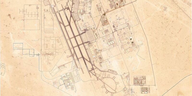 Dieses Satellitenbild von Planet Labs PBC via AP zeigt den Luftwaffenstützpunkt Al Udeid außerhalb von Doha. - Foto: Planet Labs PBC/Planet Labs PBC/AP/dpa