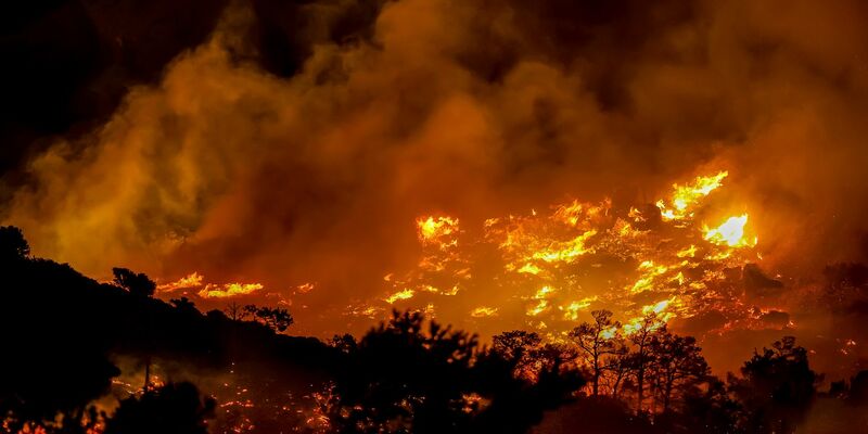  Wegen starker Winde breiteten sich die Flammen rasch aus. - Foto: STR/INTIME NEWS/AP/dpa