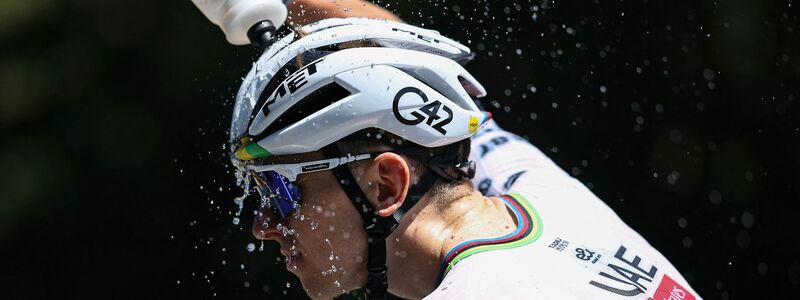 Pogacar sorgte für einen Schreckmoment. - Foto: Anne-Christine Poujoulat/AFP/dpa