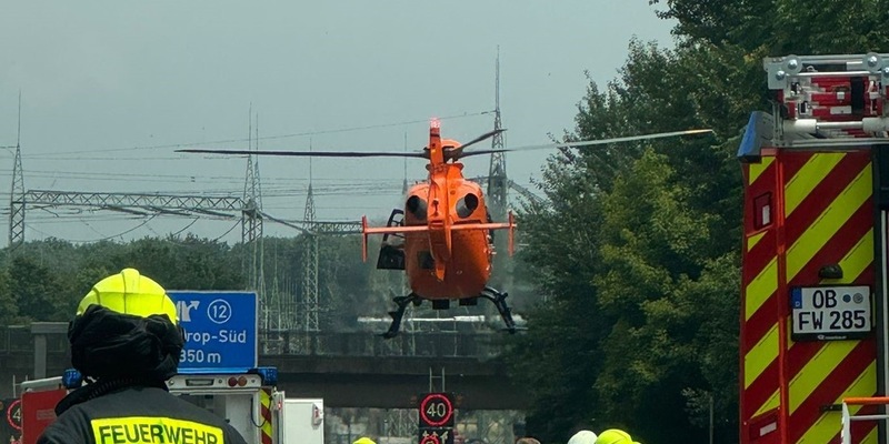 FW-OB: Schwerer Verkehrsunfall auf der A42 - Motorradfahrer verletzt - Foto: presseportal.de