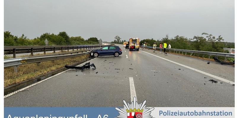 POL-PDNW: Polizeiautobahnstation Ruchheim - Aquaplaning-Unfälle auf der A6 Richtung Mannheim, Höhe Laumersheim. - Foto: presseportal.de