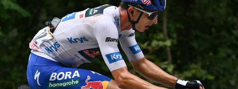 Florian Lipowitz brach auf dem Col de la Loze ein. - Foto: Marco Bertorello/AFP/dpa