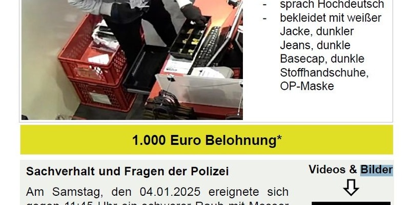 POL-F: 250728 - 0761 Frankfurt- Ostend: Gemeinsame Öffentlichkeitsfahndung wegen des Verdachts des schweren Raubes in einem Erotikfachgeschäft in der Hanauer Landstraße am 04.01.2025 - Foto: presseportal.de