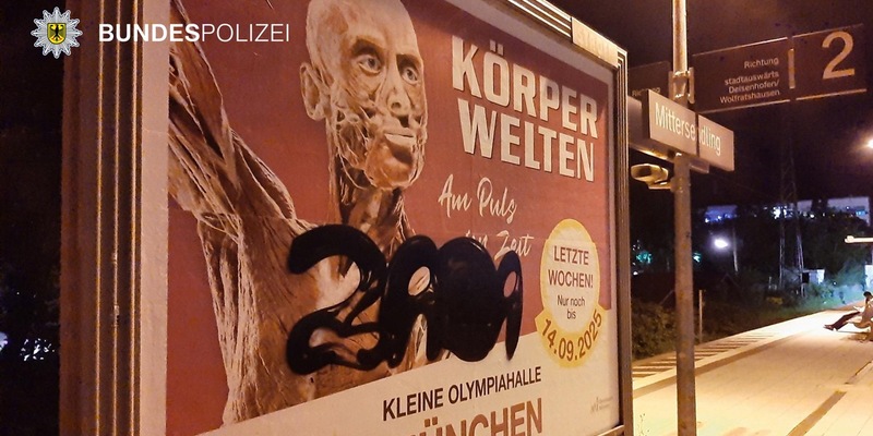 Bundespolizeidirektion München: Graffiti-Täter gefasst Diensthund half beim Aufspüren - Foto: presseportal.de